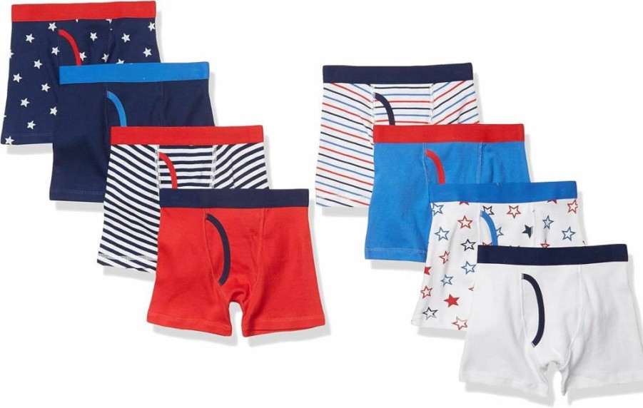 Amazon Essentials Boys & Toddlers' Soft Cotton Boxer Briefs Underwear Multipack - Breathable Kids Underwear 3-Pack (Assorted Colors)