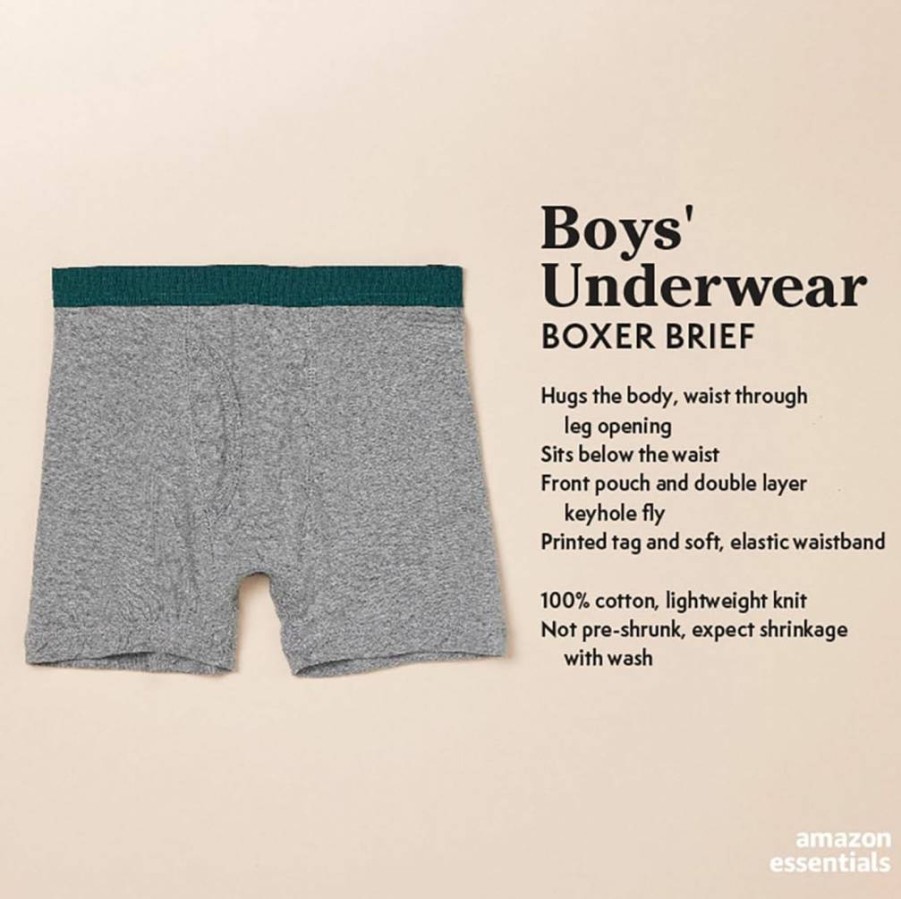 Amazon Essentials Boys & Toddlers' Soft Cotton Boxer Briefs Underwear Multipack - Breathable Kids Underwear 3-Pack (Assorted Colors)