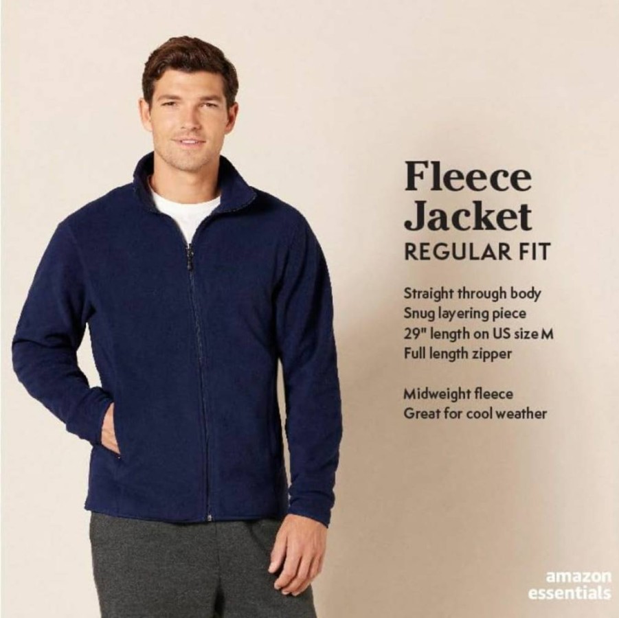 Amazon Essentials Men's Big & Tall Full-Zip Fleece Jacket - Soft & Warm Outdoor Layer