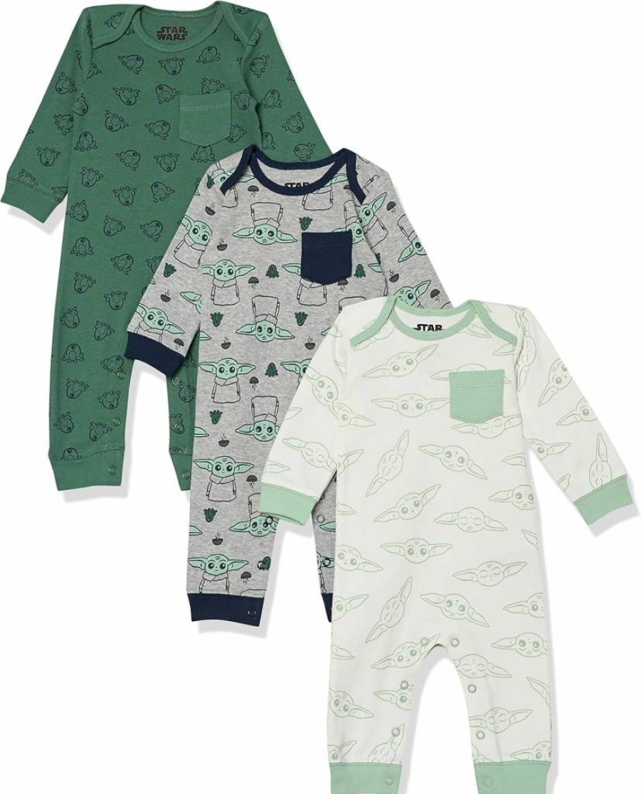 Amazon Essentials Unisex Baby Cotton Coveralls 3-Pack | Disney, Marvel, Star Wars Themes