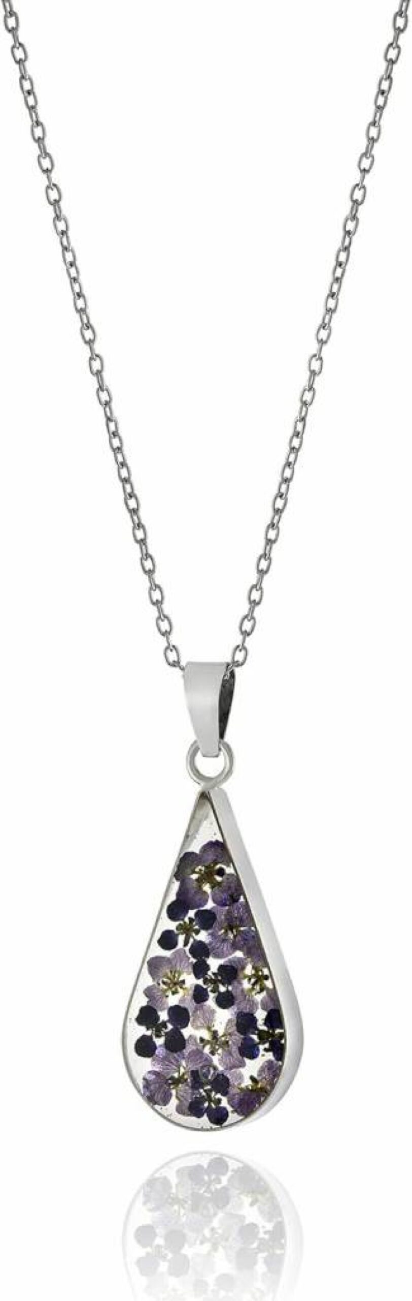 Amazon Essentials Sterling Silver & Gold Plated Pressed Flower Pendant Necklace for Women