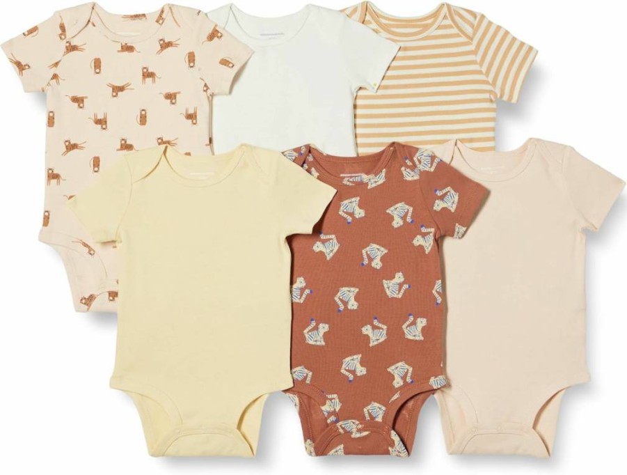 Amazon Essentials Baby Bodysuits - Soft Unisex Short-Sleeve Onesies Multipack (3-Pack, 5-Pack)