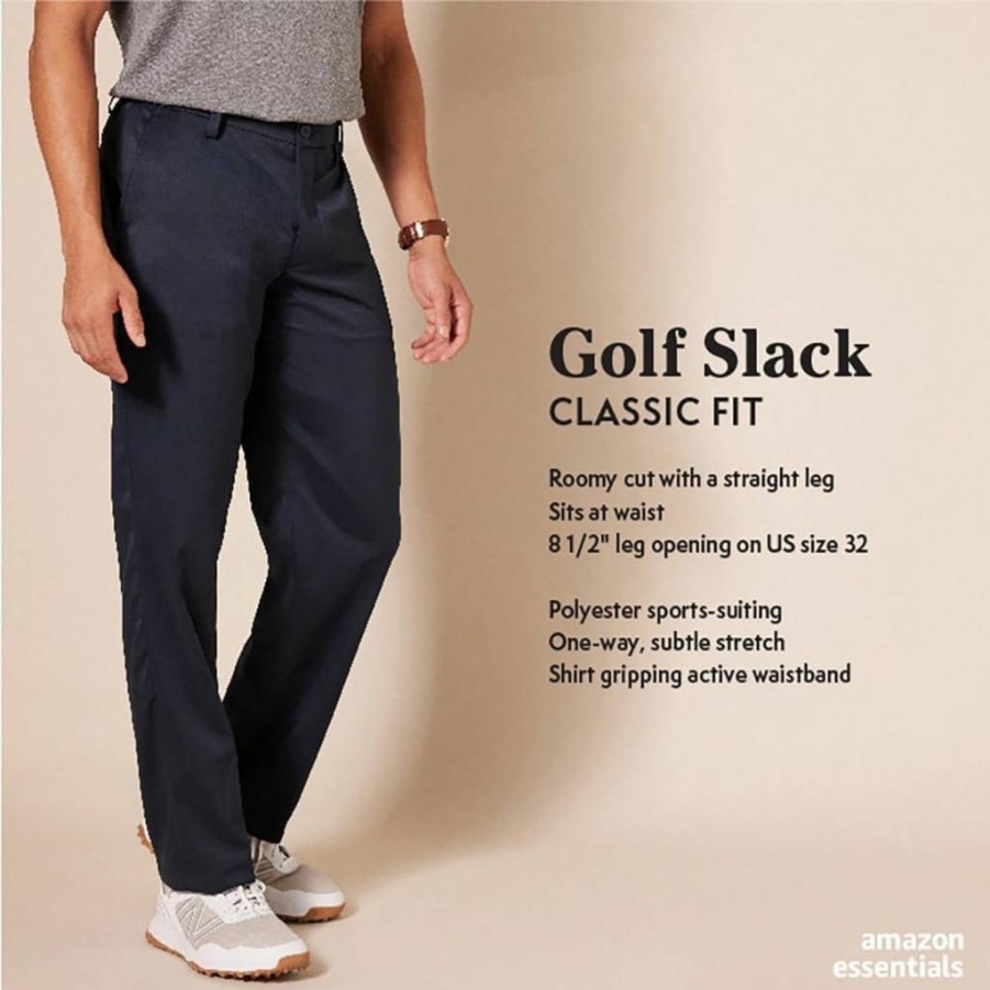 Amazon Essentials Men's Classic-Fit Stretch Golf Pants for Big & Tall - Comfortable & Durable Golf Trousers