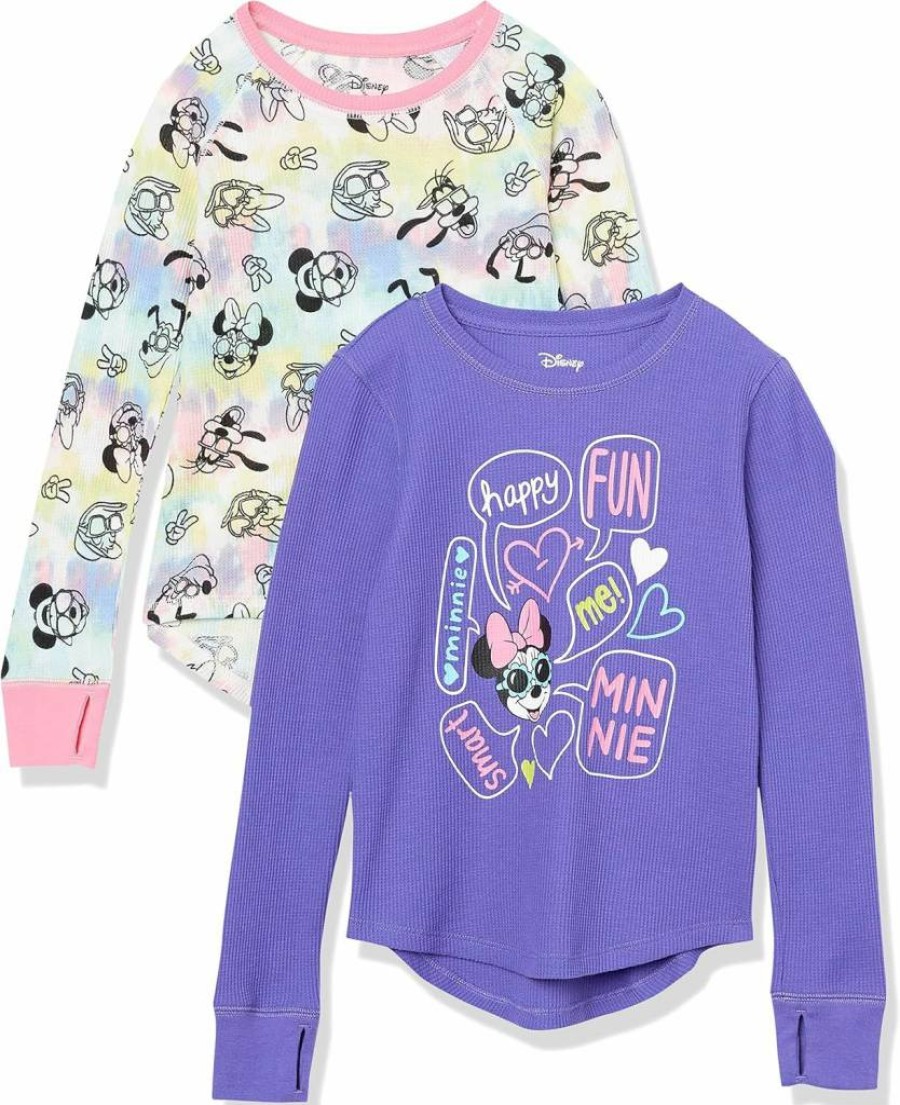 Amazon Essentials Girls' & Toddlers' Long-Sleeve Thermal Shirts, 2-Pack | Disney, Marvel, Star Wars, Frozen Character Designs