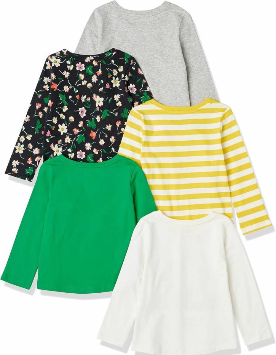 Amazon Essentials Girls & Toddlers' Long-Sleeve Cotton T-Shirt Multipacks - Soft Casual Kids Tees 2/3/5-Pack