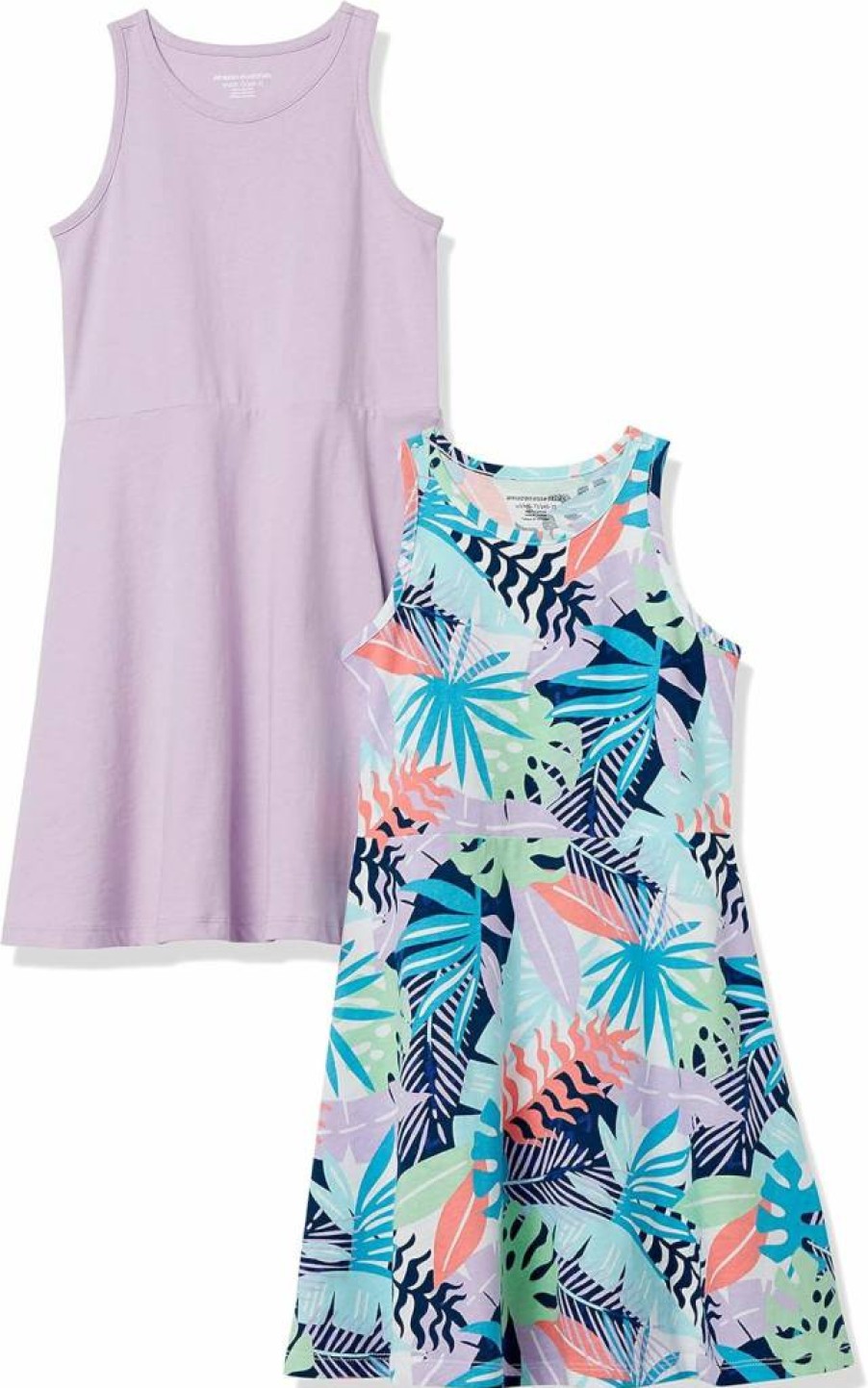 Amazon Essentials Girls' 2-Pack Knit Sleeveless Play Dresses for Toddlers