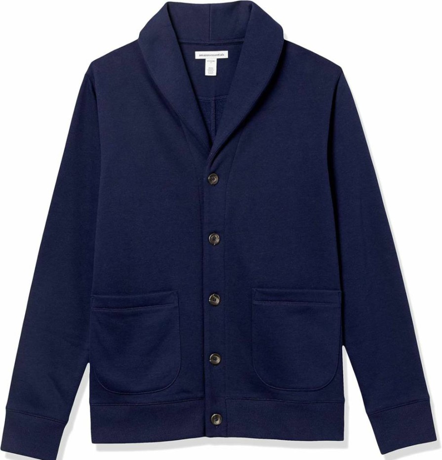 Amazon Essentials Men's Warm Fleece Cardigan with Shawl Collar, Long Sleeve Cozy Knit Sweater