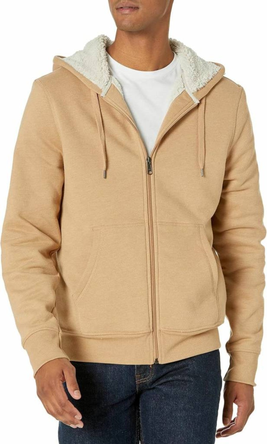Amazon Essentials Men's Sherpa-Lined Full-Zip Fleece Hooded Sweatshirt | Warm Winter Pullover