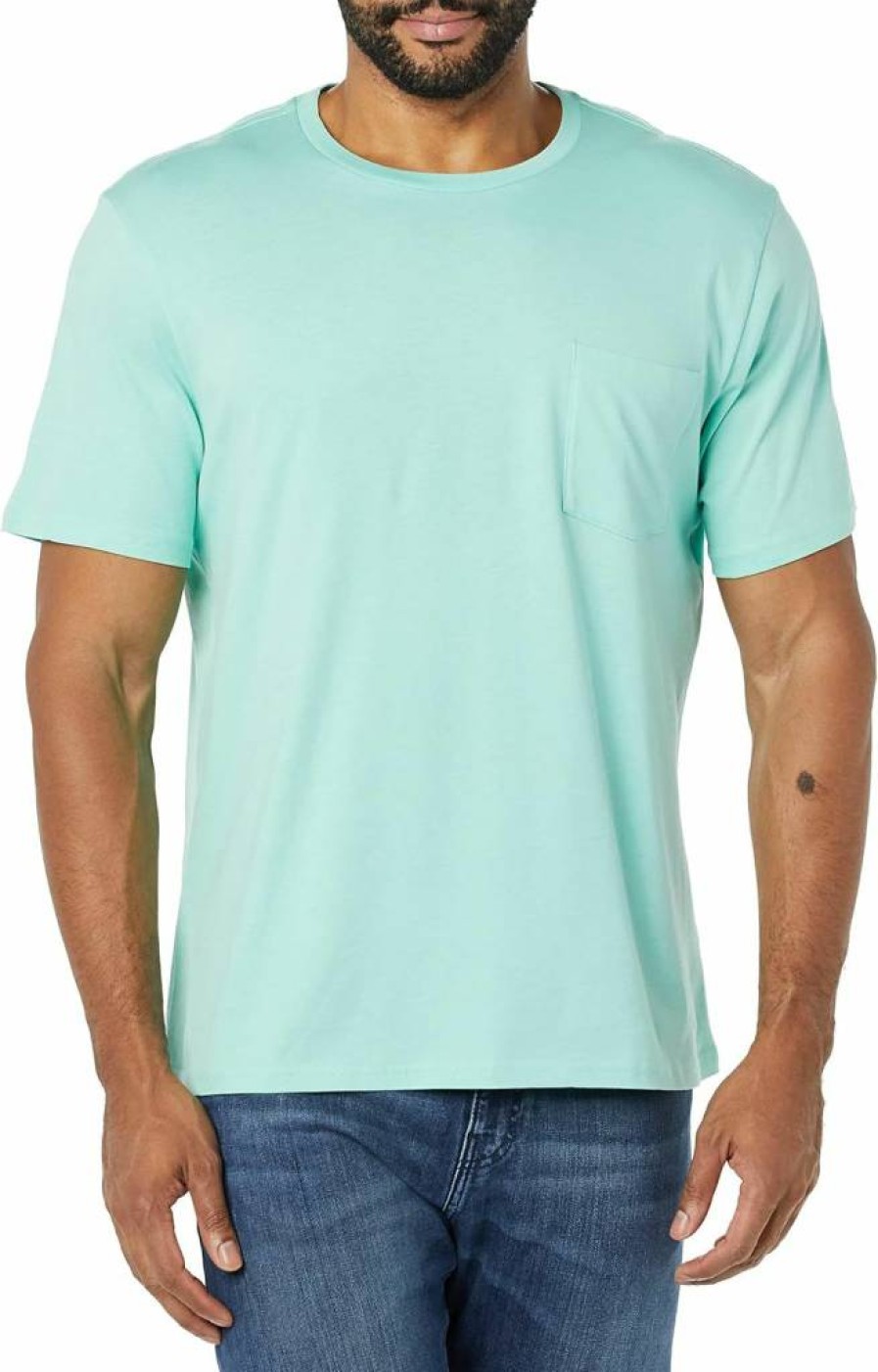 Amazon Essentials Men's Cotton Short-Sleeve Crewneck Pocket T-Shirts, 2-Pack, Comfortable Casual Tees