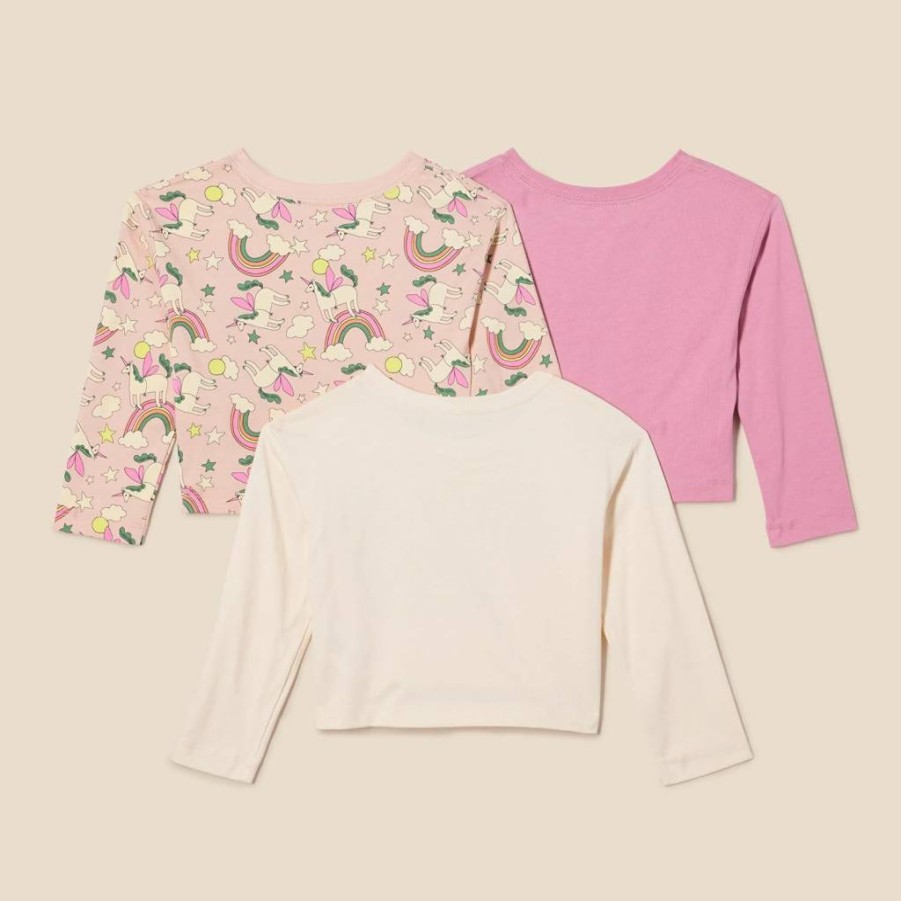 Amazon Essentials Girls' & Toddlers' 3-Pack Long Sleeve Cotton T-Shirts