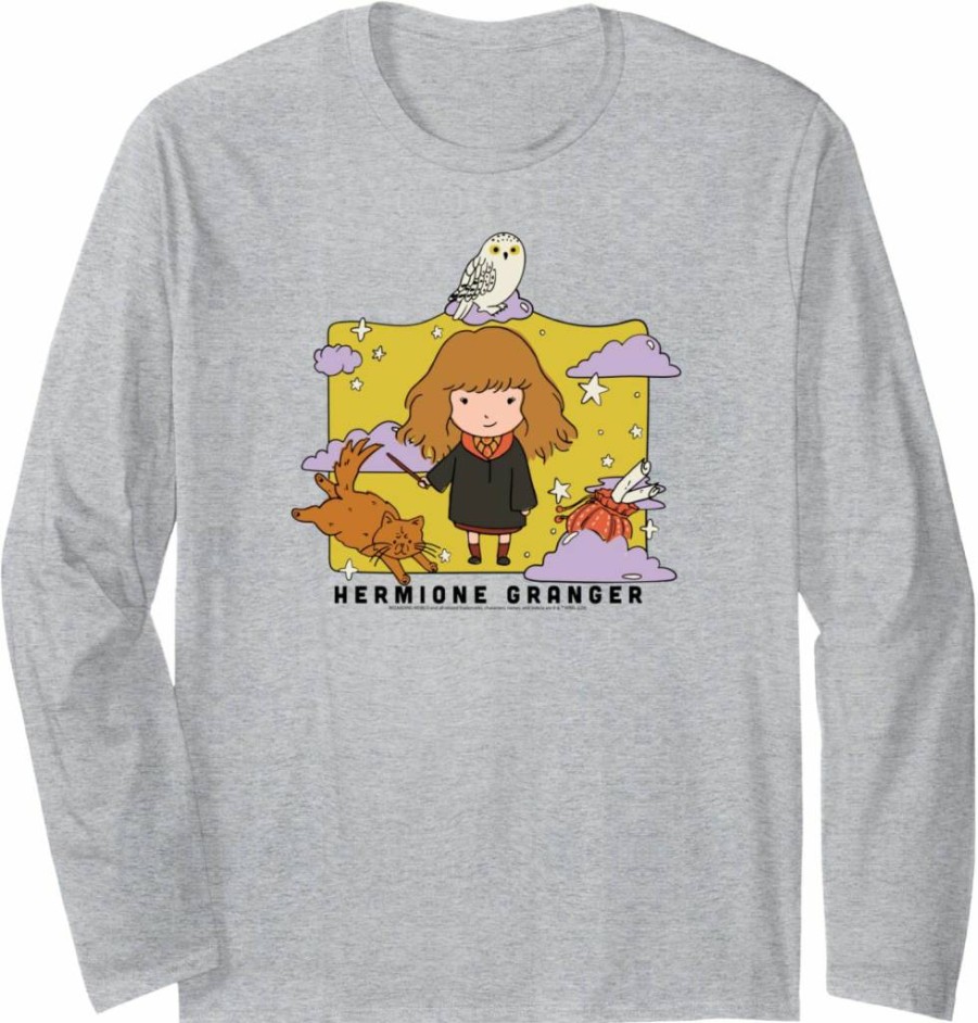 Amazon Essentials Harry Potter Hermione Granger Graphic Long Sleeve Tee, Cartoon Portrait T-Shirt
