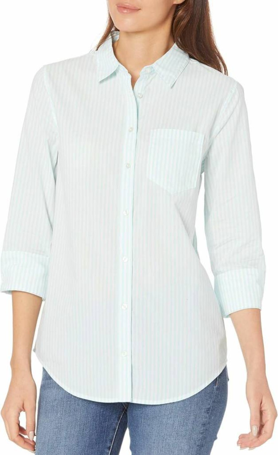 Amazon Essentials Women's 3/4 Sleeve Poplin Shirt - Classic-Fit Casual Top for Women