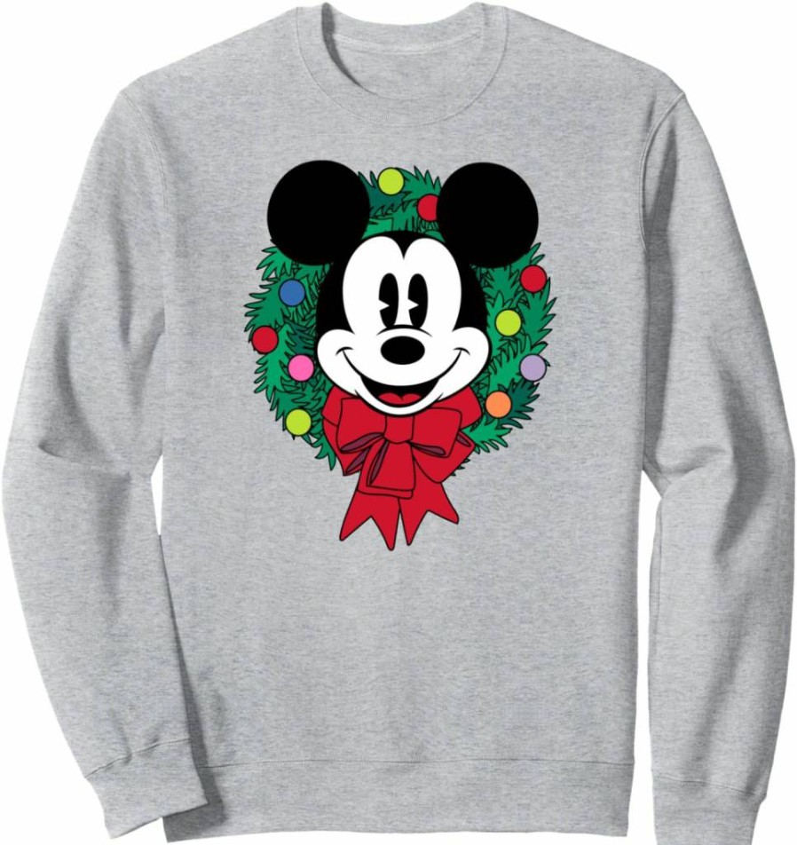 Amazon Essentials Mickey Mouse Christmas Sweatshirt with Festive Holiday Wreath Design