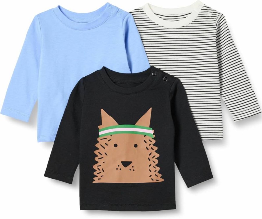 Amazon Essentials Unisex Baby Cotton Long-Sleeve T-Shirts, 3-Pack, Relaxed Fit, 100% Cotton