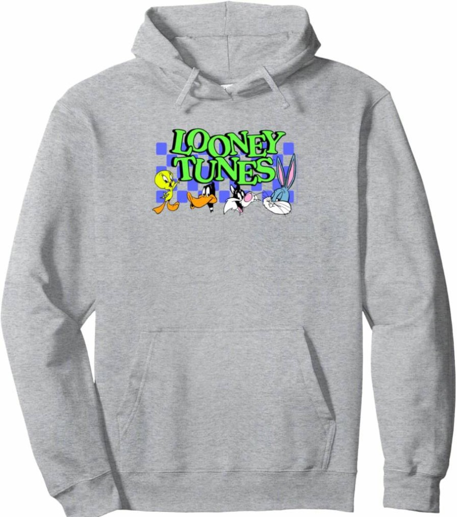 Amazon Essentials Looney Tunes Graphic Checkerboard Pullover Hoodie Sweatshirt