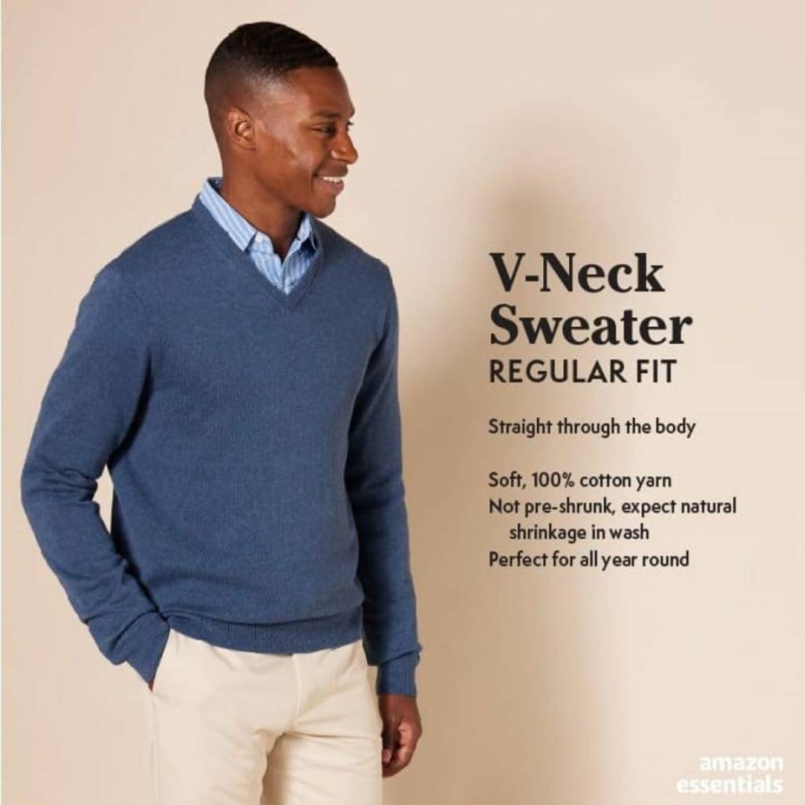 Amazon Essentials Men's Big & Tall V-Neck Sweater - Soft Pullover Knit Casual Comfort Fit