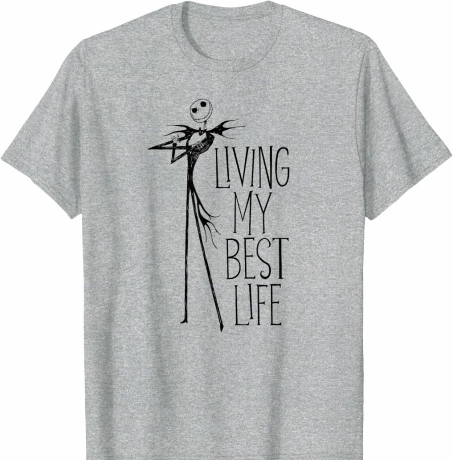 Amazon Essentials Men's Nightmare Before Christmas "Living My Best Life" Graphic Tee, White, Small