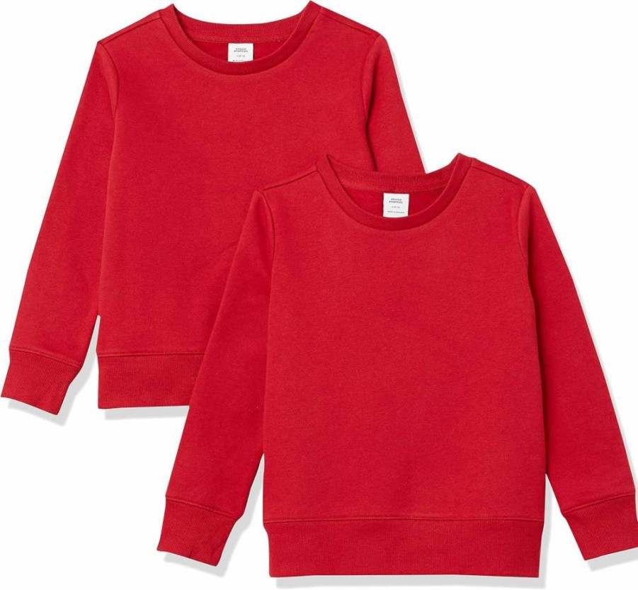 Amazon Essentials Girls & Toddlers' 2-Pack Fleece Crewneck Sweatshirts - Soft Pullover for Kids