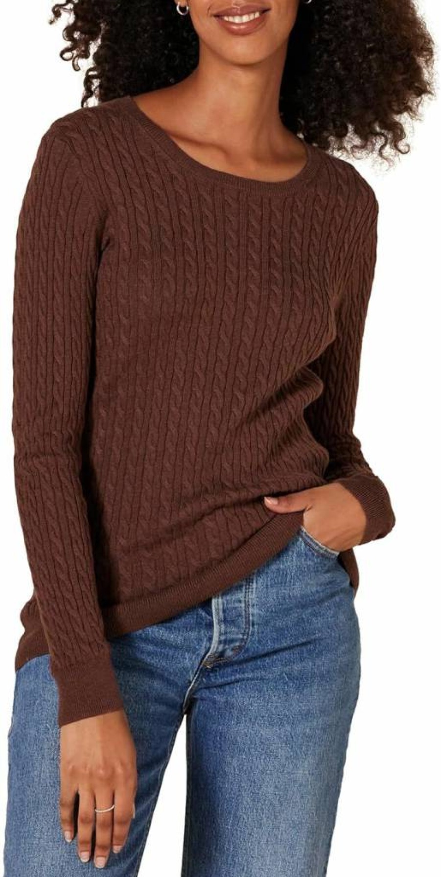 Amazon Essentials Women's Plus-Size Lightweight Long-Sleeve Cable Knit Crewneck Sweater