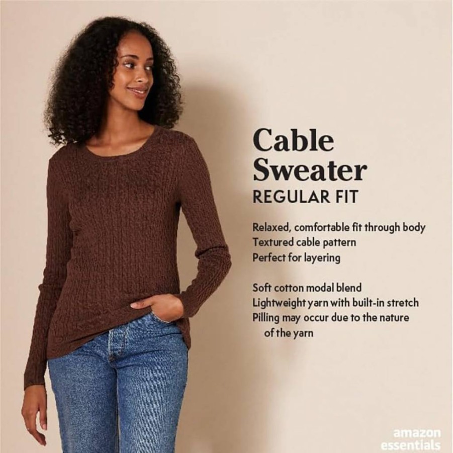 Amazon Essentials Women's Plus-Size Lightweight Long-Sleeve Cable Knit Crewneck Sweater