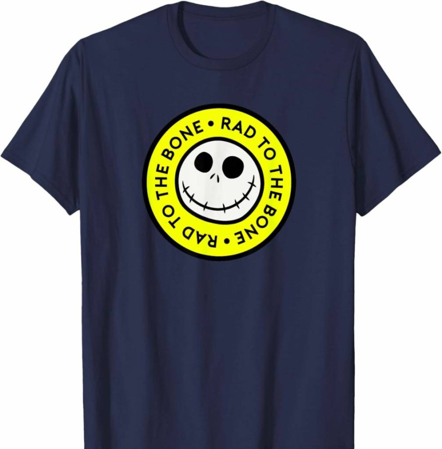 Amazon Essentials Men's Nightmare Before Christmas Graphic T-Shirt - Black, Small, "Jack Skellington Circle Rad To The Bone" Print
