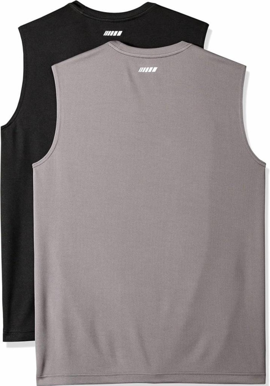 Amazon Essentials Men's Active Performance Tech Muscle Tank T-Shirts, 2-Pack, Breathable Workout Shirts for Gym & Running