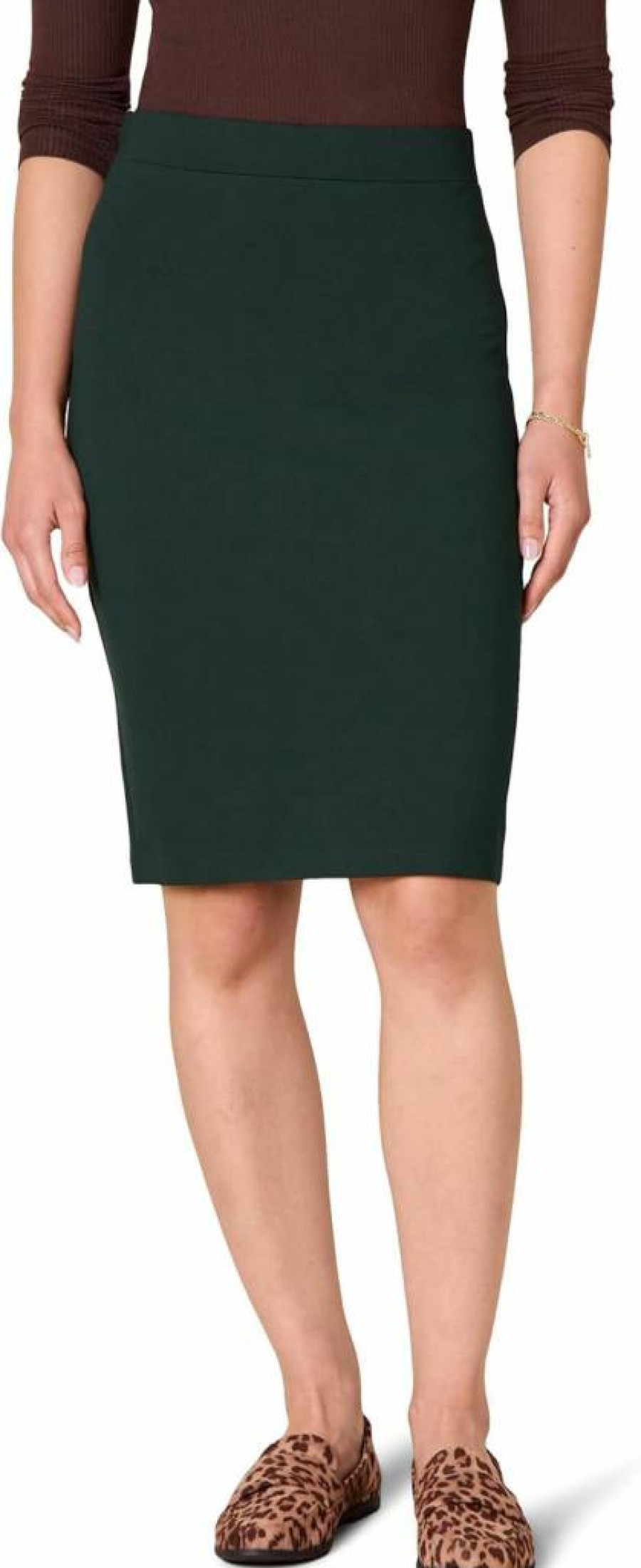 Amazon Essentials Women's Stretch Ponte Pull-On Pencil Skirt - Knee-Length Slim Fit Comfortable Office Work Skirt