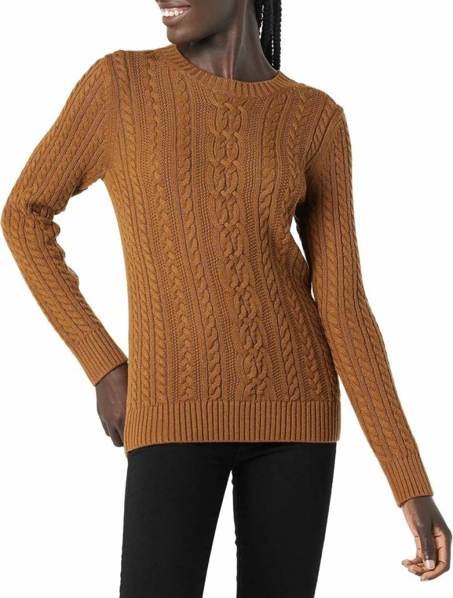 Amazon Essentials Women's Plus Size Soft Fisherman Cable Knit Long Sleeve Crewneck Sweater