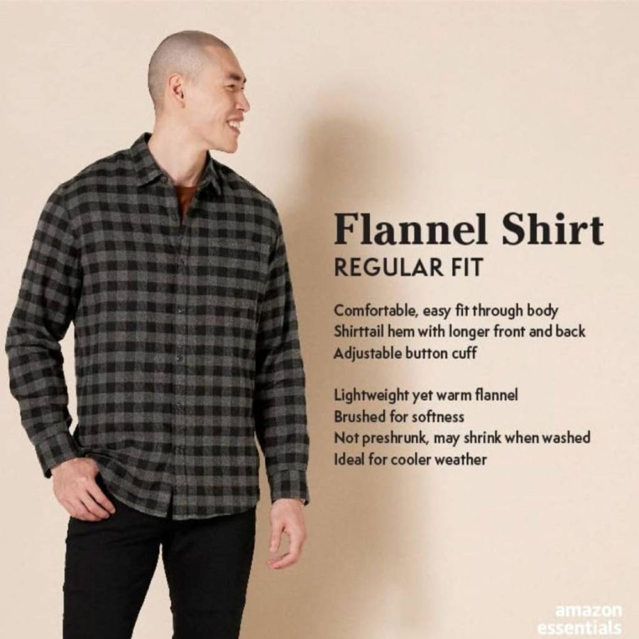 Amazon Essentials Men's Big & Tall Long-Sleeve Flannel Shirt - Soft Plaid Button-Down for Casual Wear