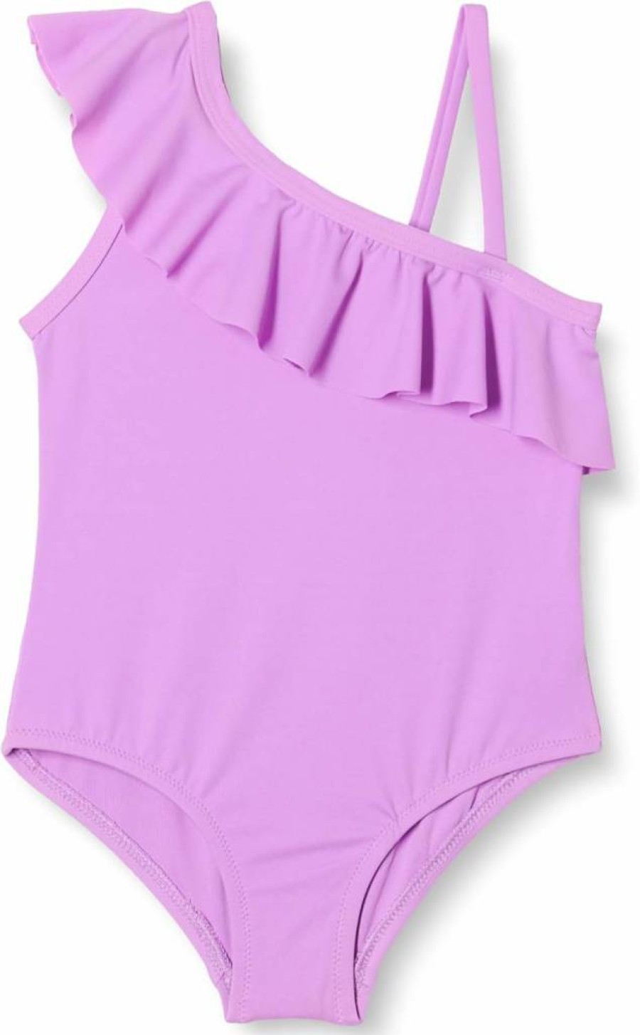Amazon Essentials Girls' Asymmetric Frill One-Piece Swimsuit for Toddlers and Kids