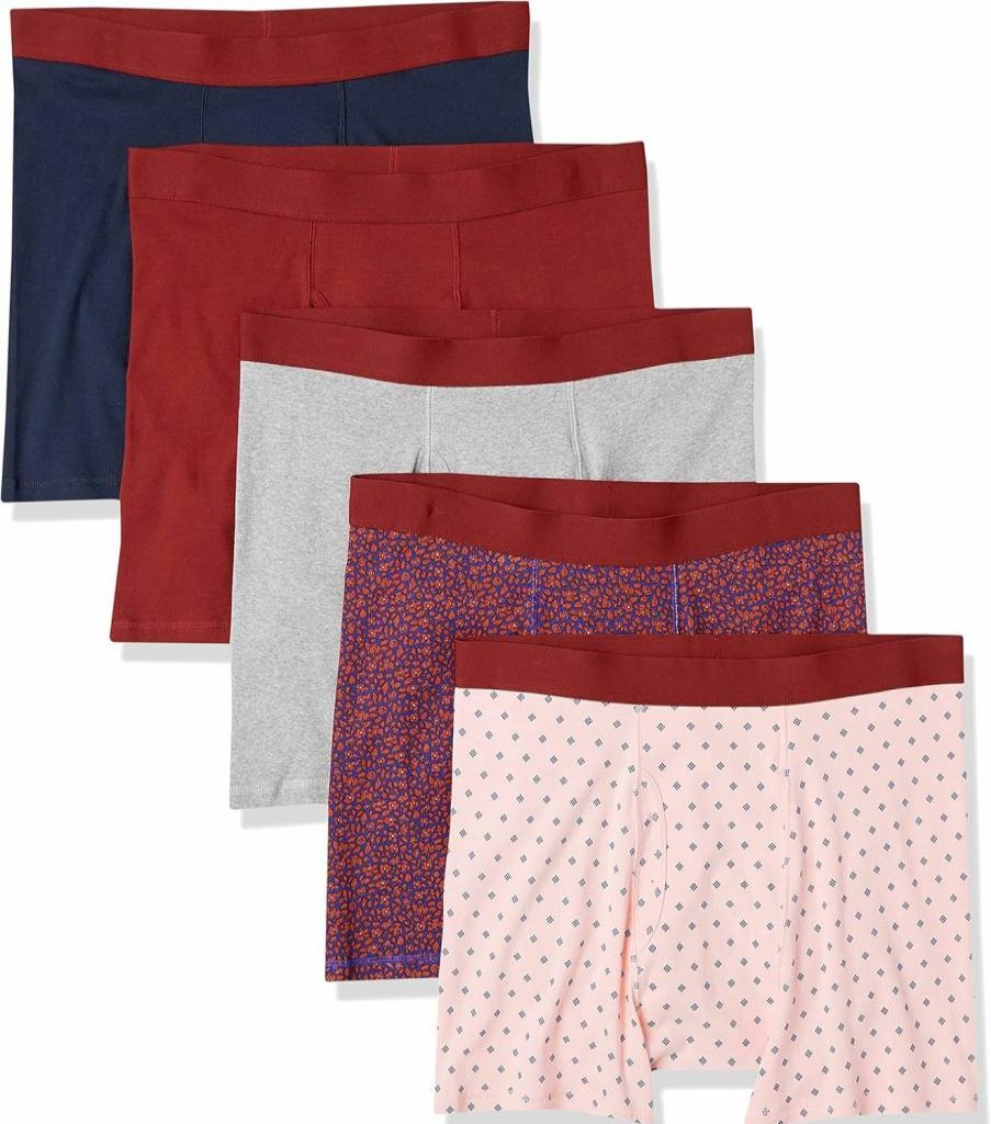 Amazon Essentials Men's Cotton Boxer Briefs 5-Pack - Soft, Breathable, Tag-Free Underwear for Comfort All Day