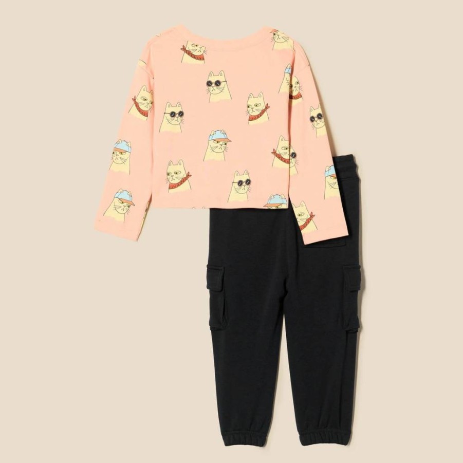 Amazon Essentials Girls & Toddlers' 2-Piece Outfit - Soft Long Sleeve Tee & Elastic Waist Pants Set