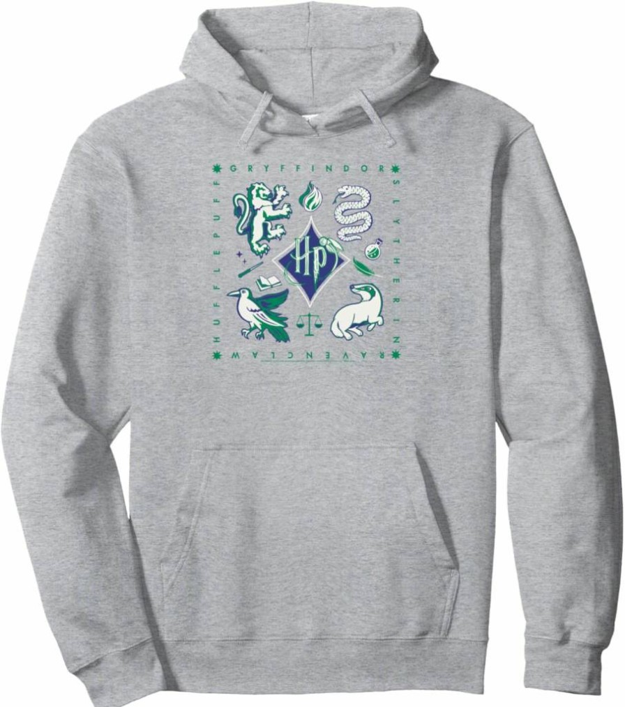 Amazon Essentials Harry Potter Hogwarts Houses Pullover Hoodie Sweatshirt, Gryffindor, Slytherin, Hufflepuff, Ravenclaw, Unisex Adult Sizes