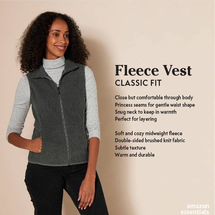 Amazon Essentials Women's Plus Size Soft Fleece Vest - Classic Fit Sleeveless Winter Vest for Women