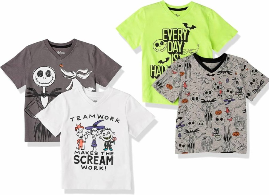 Amazon Essentials Boys' & Toddlers' Marvel, Star Wars, Disney Short-Sleeve V-Neck T-Shirts 4-Pack