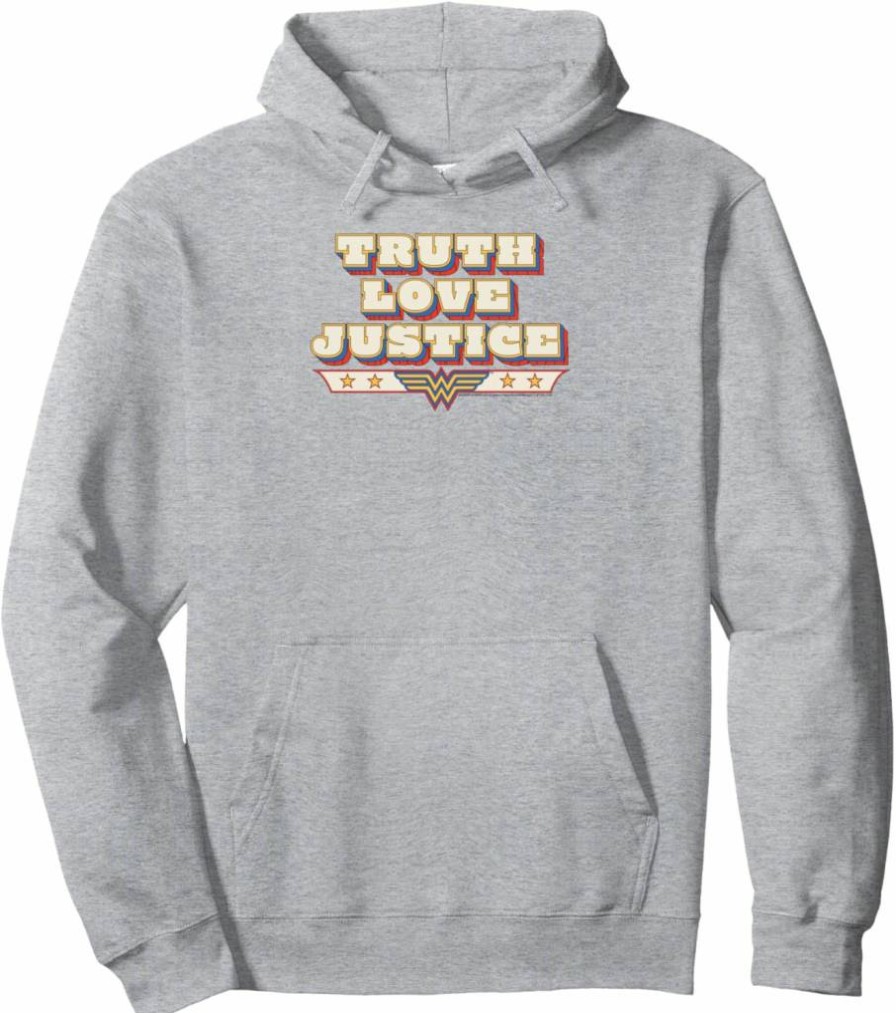 Amazon Essentials Wonder Woman Hoodie - DC Comics Pullover Sweatshirt with Truth Love Justice Design