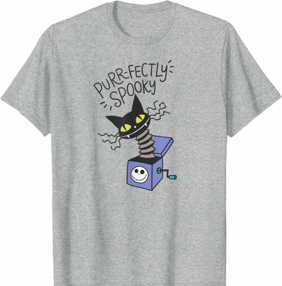 Amazon Essentials Men's Nightmare Before Christmas Graphic T-Shirt, Spooky Cat Design, White, Small