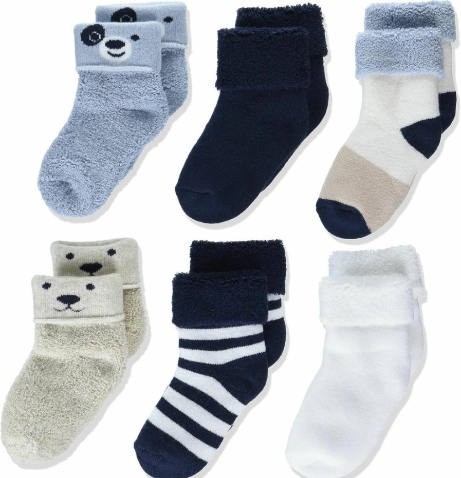 Amazon Essentials Unisex Baby Cotton Socks, 6-Pack - Soft, Cozy, Turn Cuff for Comfort (Newborn & Infant)