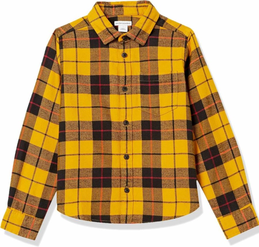 Amazon Essentials Boys' & Toddlers' Soft Flannel Shirt - Comfortable Button-Down for Kids
