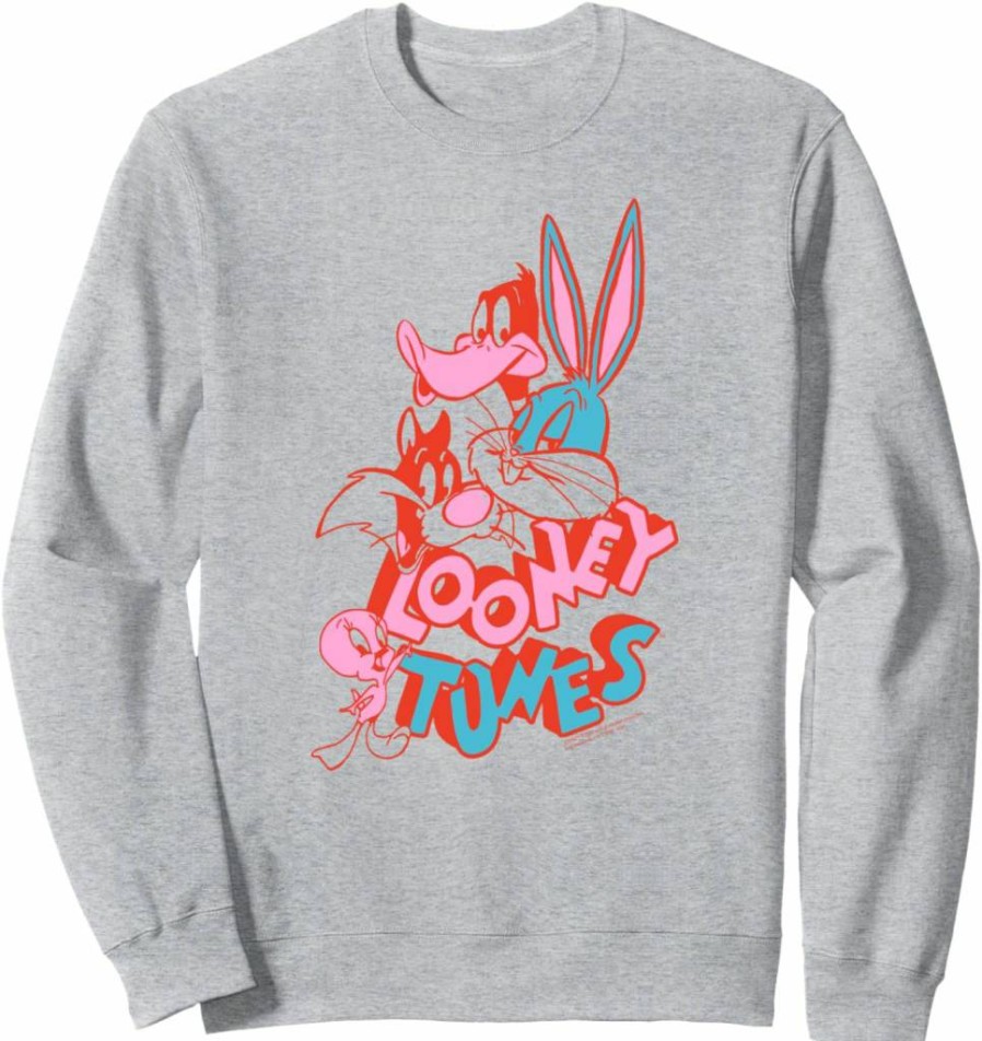 Amazon Essentials Looney Tunes Graphic Print Red & Pink Pullover Sweatshirt