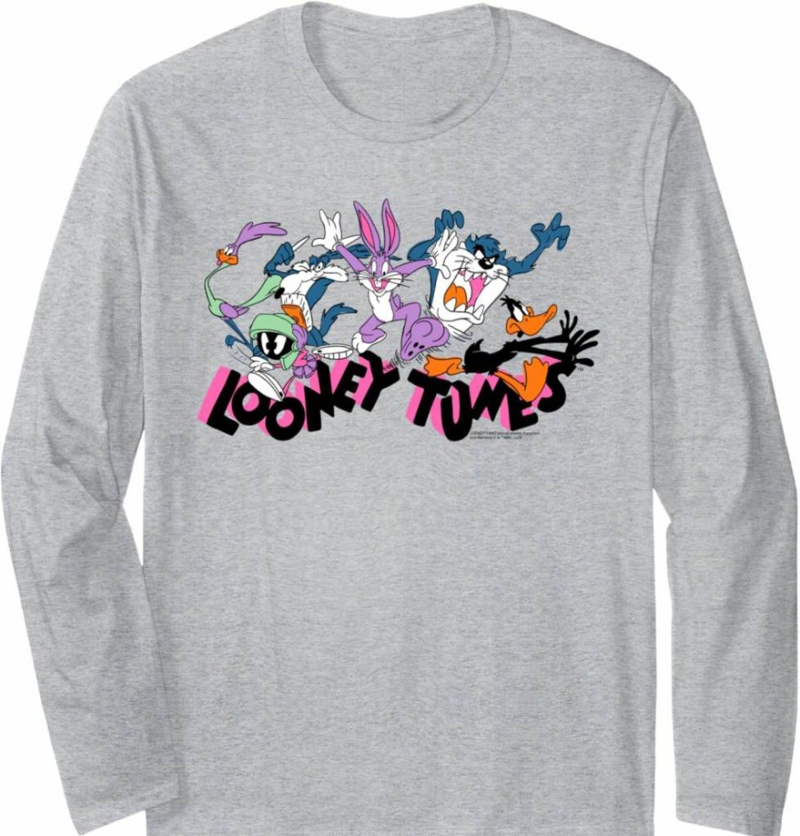 Amazon Essentials Looney Tunes Graphic Long Sleeve T-Shirt - Pink Cartoon Character Print Cotton Top
