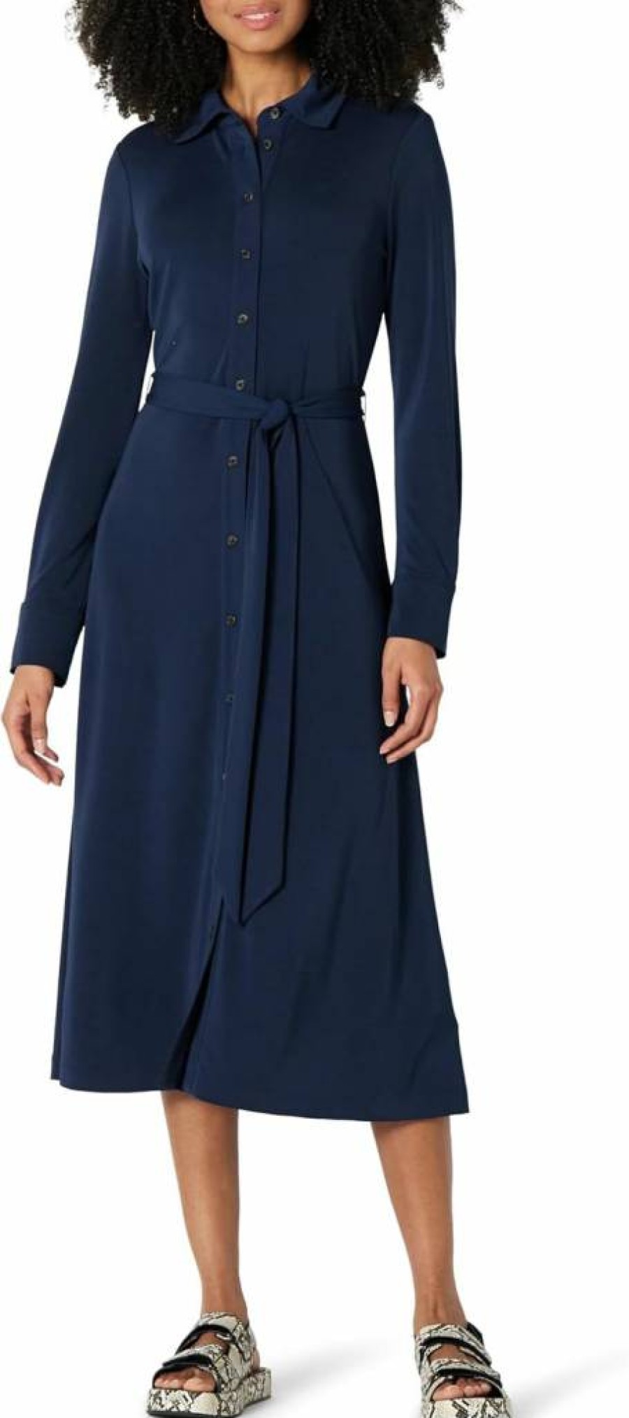 Amazon Essentials Women's Casual Matte Jersey Midi Dress - Regular Fit, Comfortable & Stylish Everyday Wear