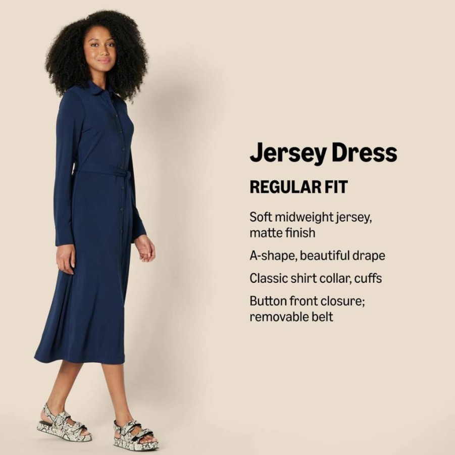 Amazon Essentials Women's Casual Matte Jersey Midi Dress - Regular Fit, Comfortable & Stylish Everyday Wear