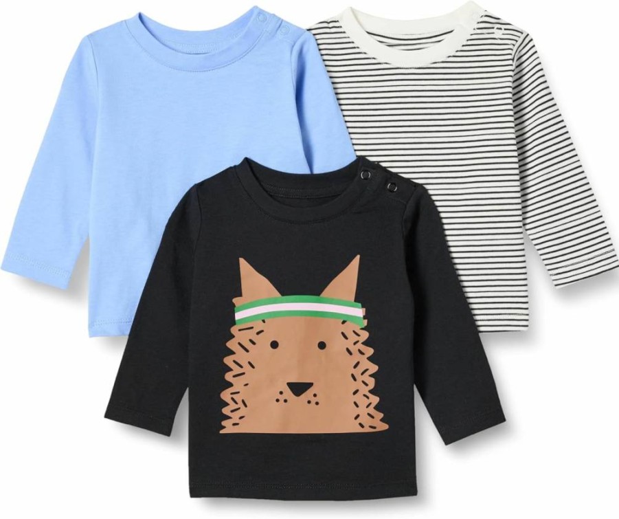 Amazon Essentials Unisex Baby Cotton Long-Sleeve T-Shirts, 3-Pack, Soft Relaxed Fit