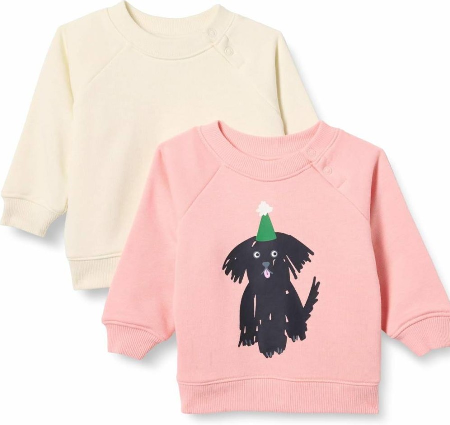 Amazon Essentials Unisex Baby & Toddler French Terry Sweatshirts, 2-Pack, Soft Crewneck Pullover