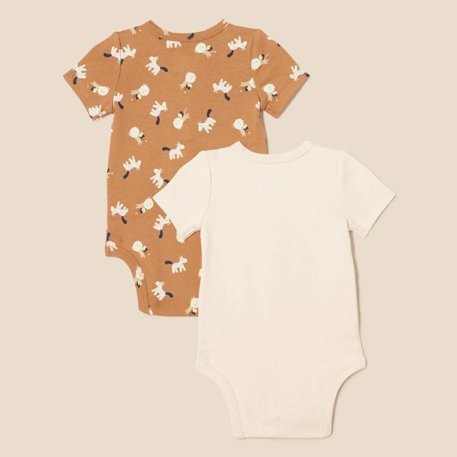 Amazon Essentials Unisex Baby Henley Bodysuits, 2-Pack, Soft Cotton Infant Onesies