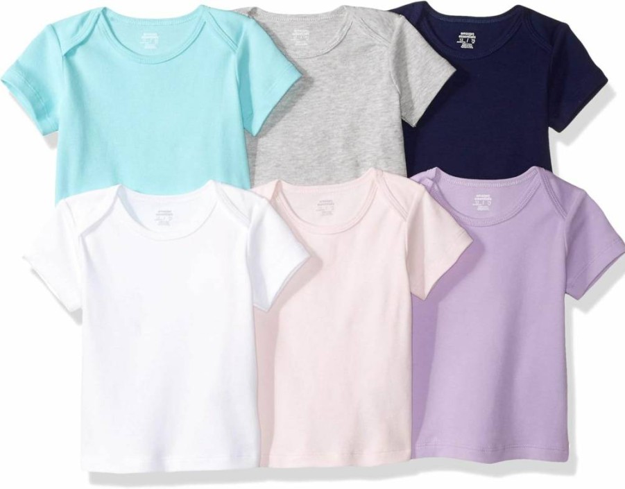 Amazon Essentials Unisex Baby Bodysuits, 6-Pack, Soft Cotton Lap-Shoulder Tees for Newborns & Infants