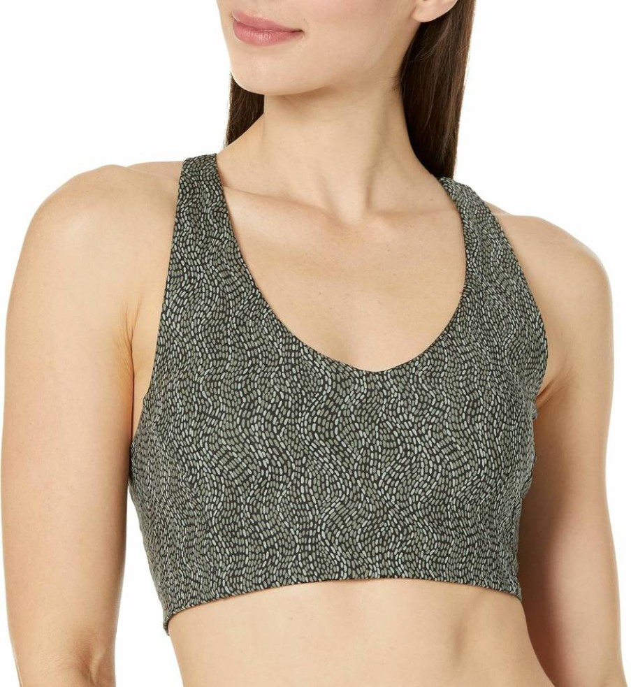 Amazon Essentials Women's Medium Support Active Sports Bra - V-Neck Sculpt Workout Top for Fitness & Running