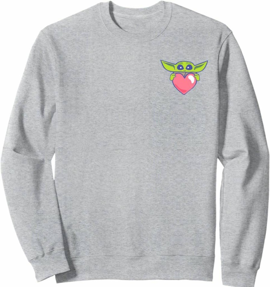 Amazon Essentials The Mandalorian Grogu Valentine's Day Sweatshirt with Heart Design