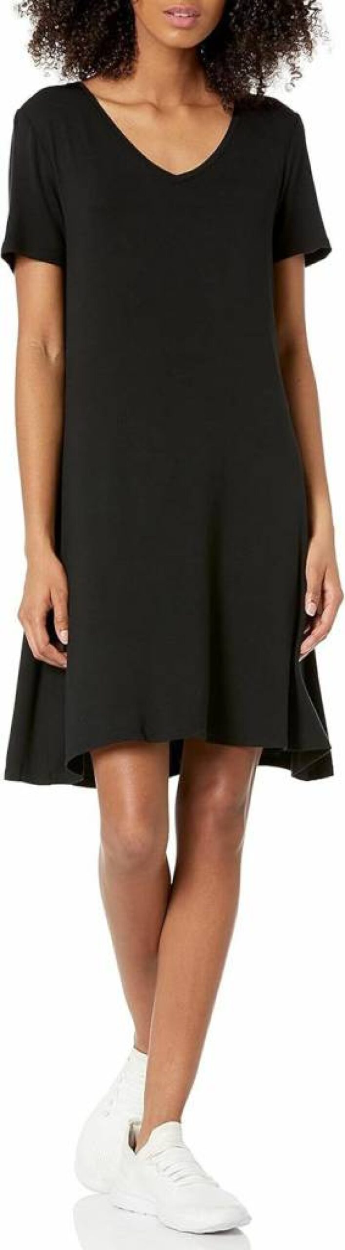 Amazon Essentials Women's Casual V-Neck Short Sleeve Swing Dress - Flowy A-Line Summer Dress
